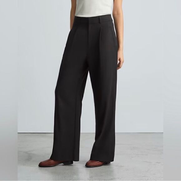 EVERLANE The Way High Drape Pant in Black Size 4 NWT Pleated Front Career Prep - Picture 1 of 14